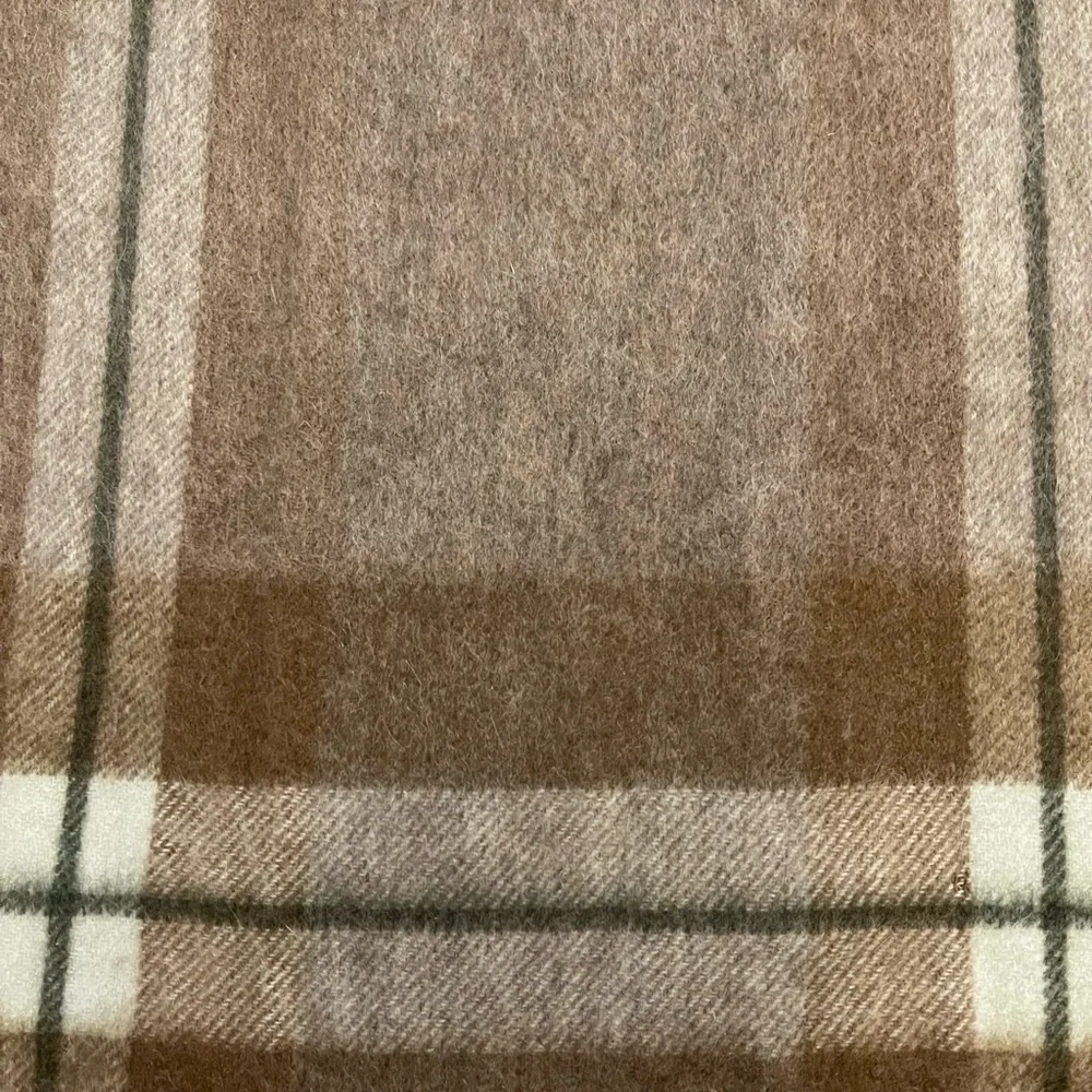 Erdos Pure Cashmere Light Brow Plaid Men's Scarf With Fringe 12